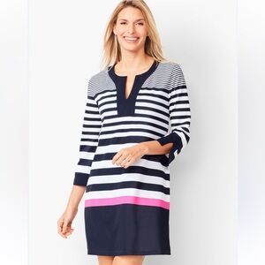 Talbots Navy White Stripe Miraclesuit Cover Up SPF 50+ Size Large NWOT